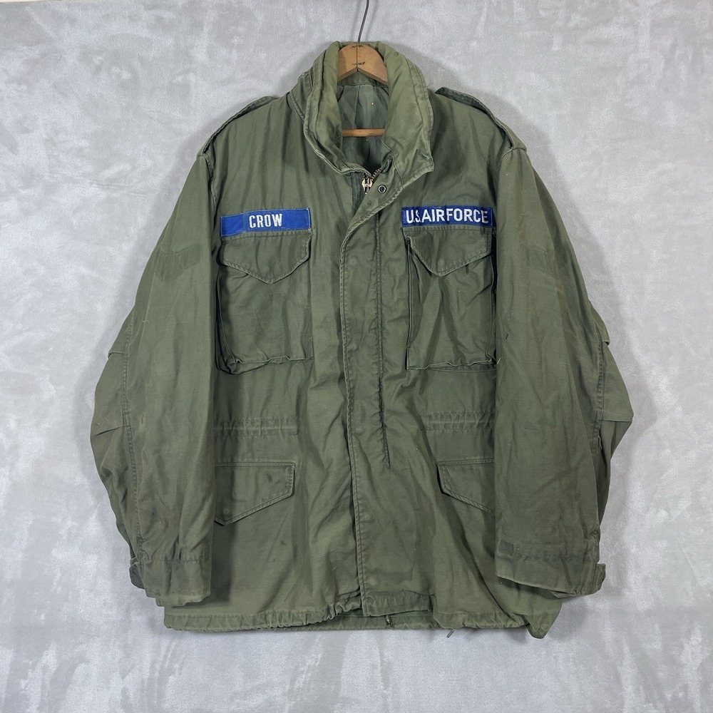 Vtg M65 Field Jacket OG107 Vietnam Era 60s 1960s US Air Force Patch Hood 22x30